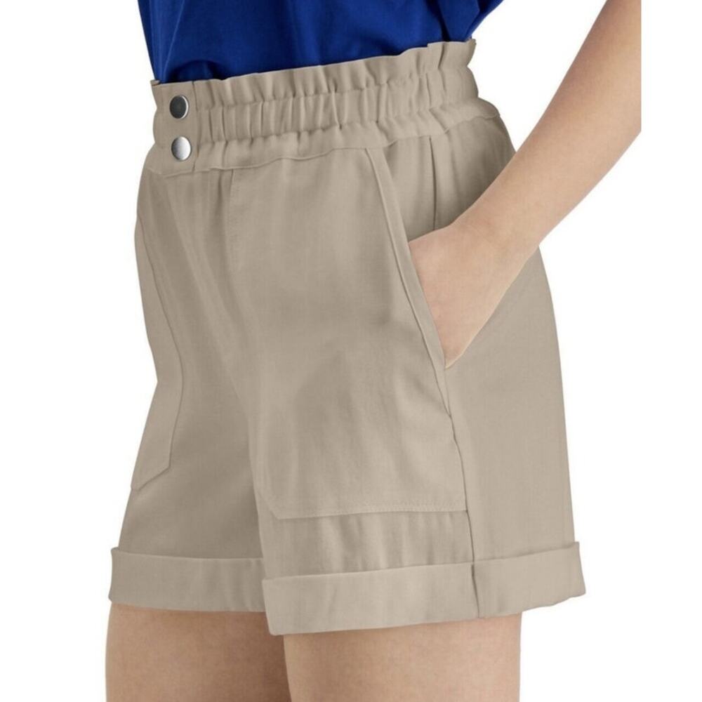 Inc international concepts high rise twill beige chino shorts XS NWT snap button